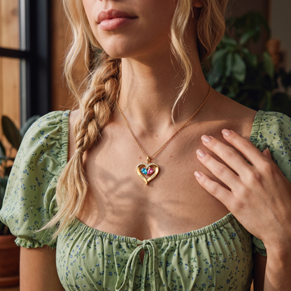 To My Wife - Birthstone Heart Necklace