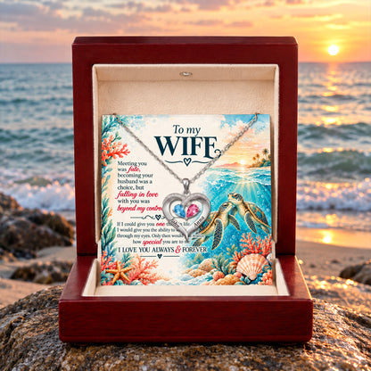 Eternal Love Sea Turtle Birthstone Heart Necklace