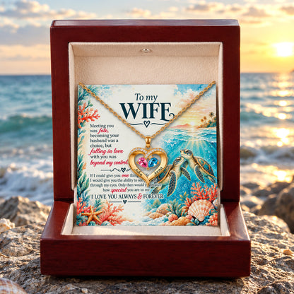Eternal Love Sea Turtle Birthstone Heart Necklace