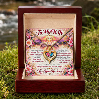 To My Wife Eternal Love Swans Birthstone Heart Necklace