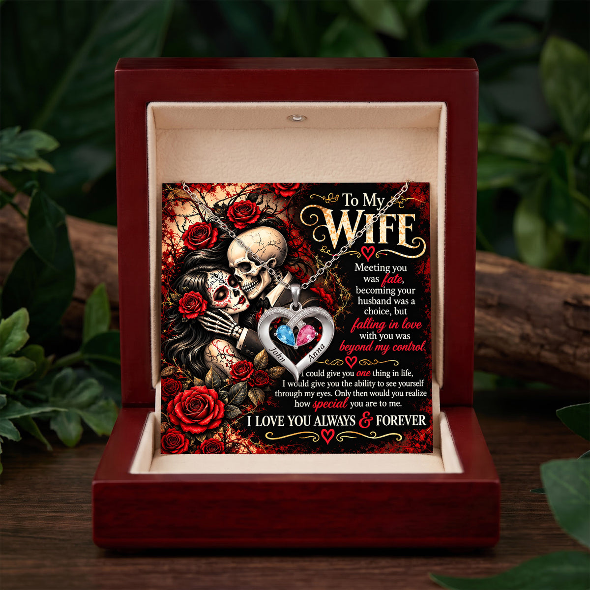 To My Wife Love Beyond Death Birthstone Heart Necklace