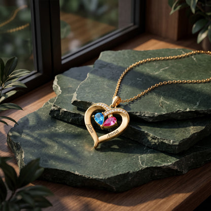 I Love You Always & Forever Birthstone Heart Necklace