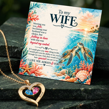 Eternal Love Sea Turtle Birthstone Heart Necklace