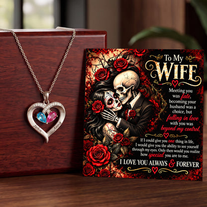 To My Wife Love Beyond Death Birthstone Heart Necklace