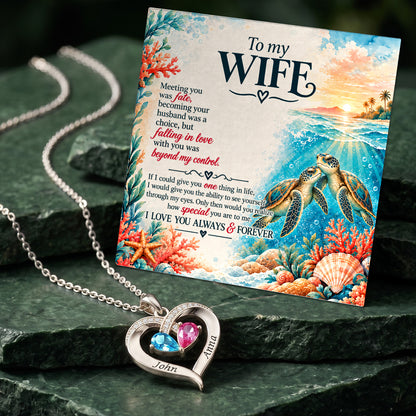 Eternal Love Sea Turtle Birthstone Heart Necklace