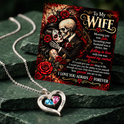 To My Wife Love Beyond Death Birthstone Heart Necklace