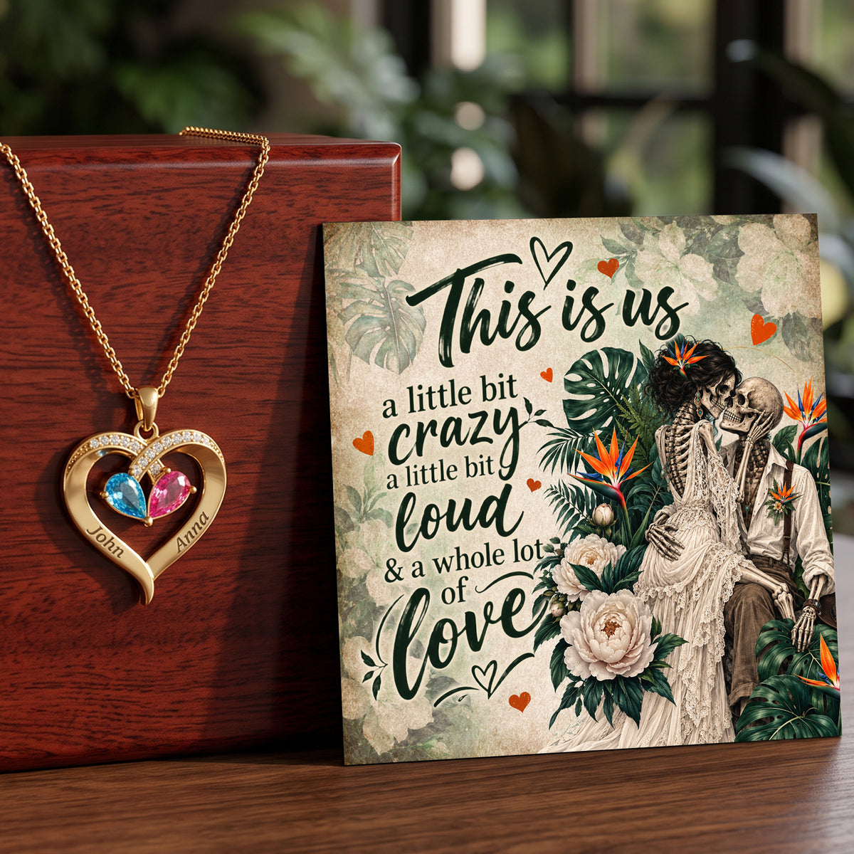 This Is Us Skeleton Birthstone Heart Necklace