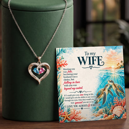 Eternal Love Sea Turtle Birthstone Heart Necklace