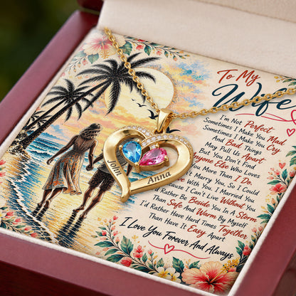 To My Wife Forever & Always Birthstone Heart Necklace