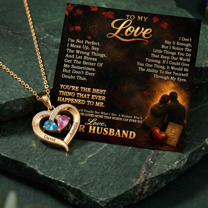 To My Love Birthstone Heart Necklace
