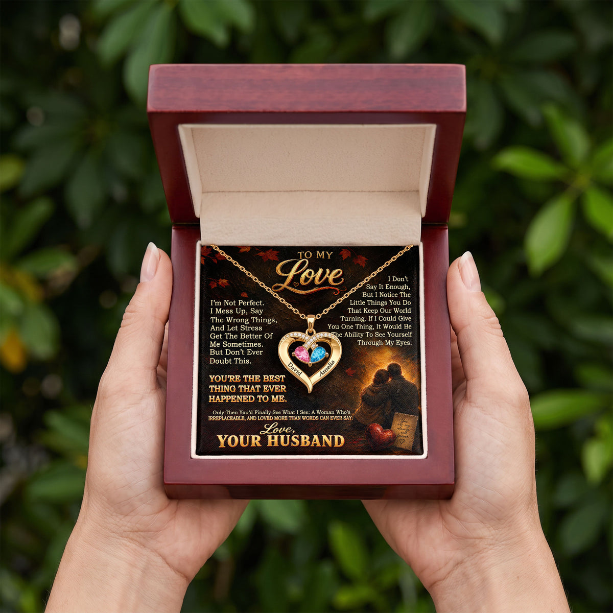 To My Love Birthstone Heart Necklace