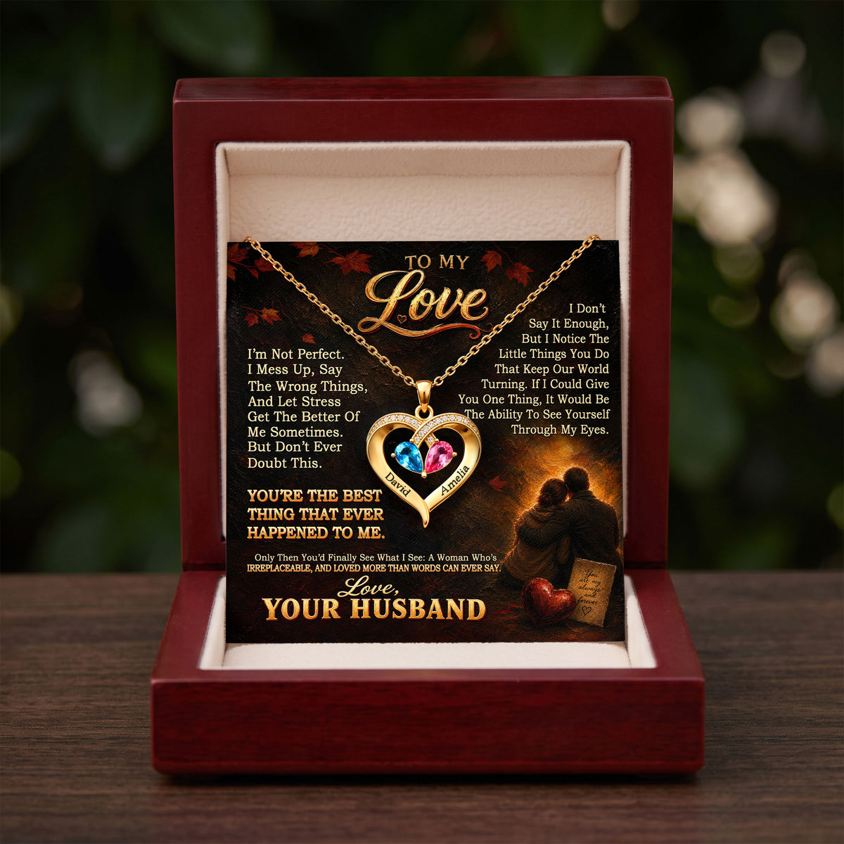 To My Love Birthstone Heart Necklace