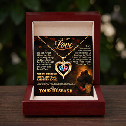 To My Love Birthstone Heart Necklace