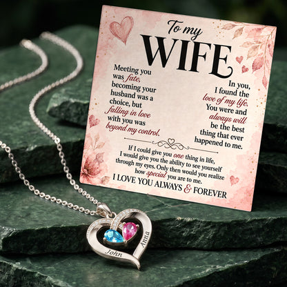I Love You Always & Forever Birthstone Heart Necklace