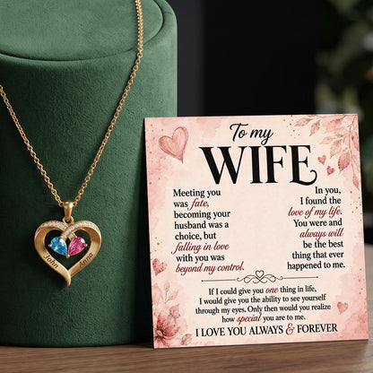 I Love You Always & Forever Birthstone Heart Necklace